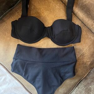 Montce Black Ribbed Bikini Set